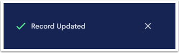 A popup message that reads Record Updated.