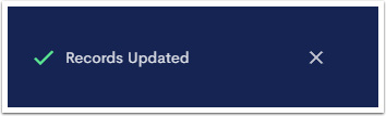 The Records Updated confirmation popup message.