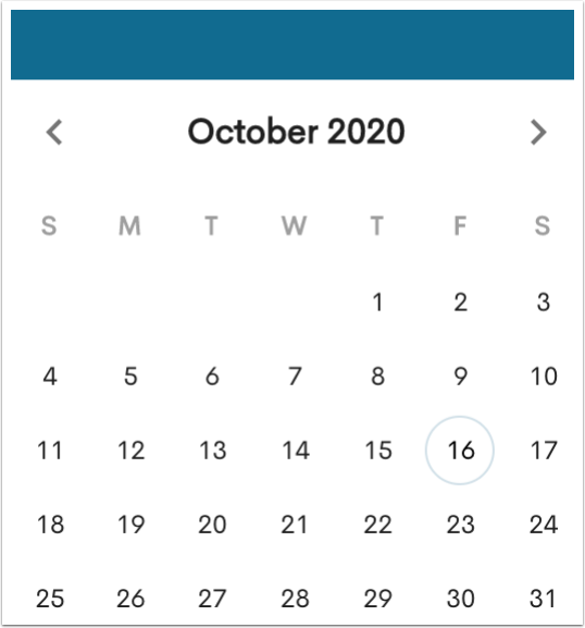 An example Date Field calendar popup.