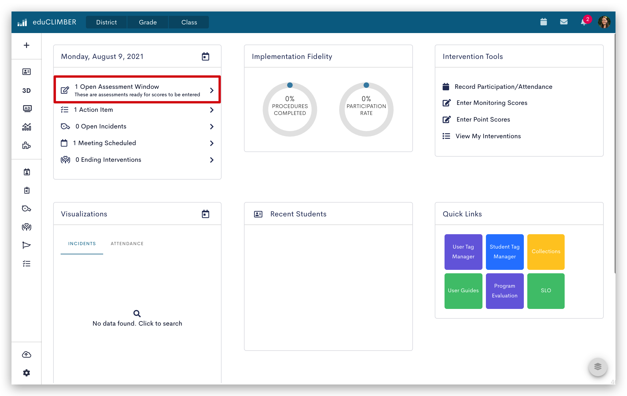 Entering Assessment Scores – eduCLIMBER