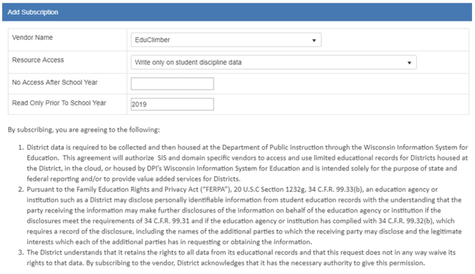 Overview and Vendor Subscription for Wisconsin State Reporting – eduCLIMBER